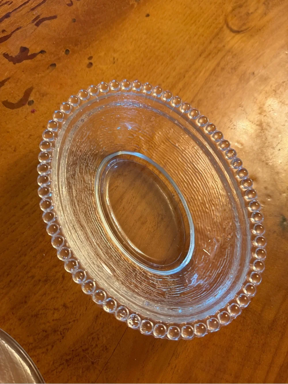 Clear Glass Indiana hen with Beaded Edge -perfect condition
